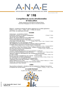 Revue ANAE (N° 198) : « Compétences socio-émotionnelles et éducation »