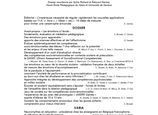Revue ANAE (N° 198) : « Compétences socio-émotionnelles et éducation »