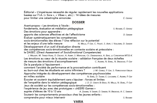 Revue ANAE (N° 198) : « Compétences socio-émotionnelles et éducation »